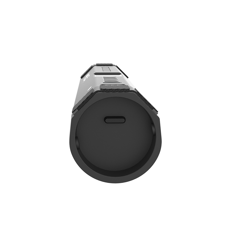 Ulanzi VL110 LED Tube Light end detail, USB-C charging port, black design for content creators.