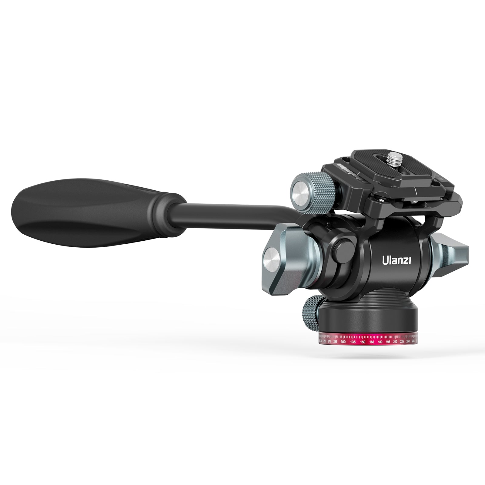 Ulanzi U-190 Mini Fluid Head, black and silver tripod head for precise angle adjustment.