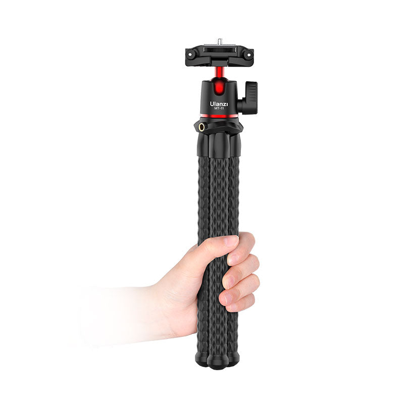 Ulanzi MT-11 Octopus Tripod held in hand, black flexible tripod for cameras and smartphones.