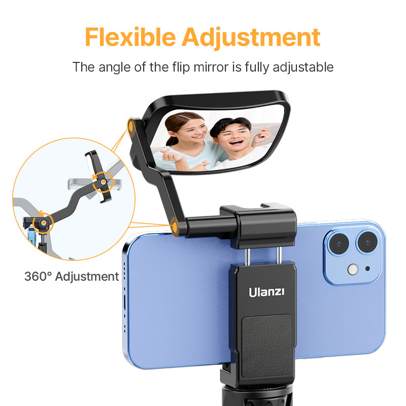 Ulanzi ST-30 Phone Clip Kit with adjustable flip mirror for easy phone selfies.