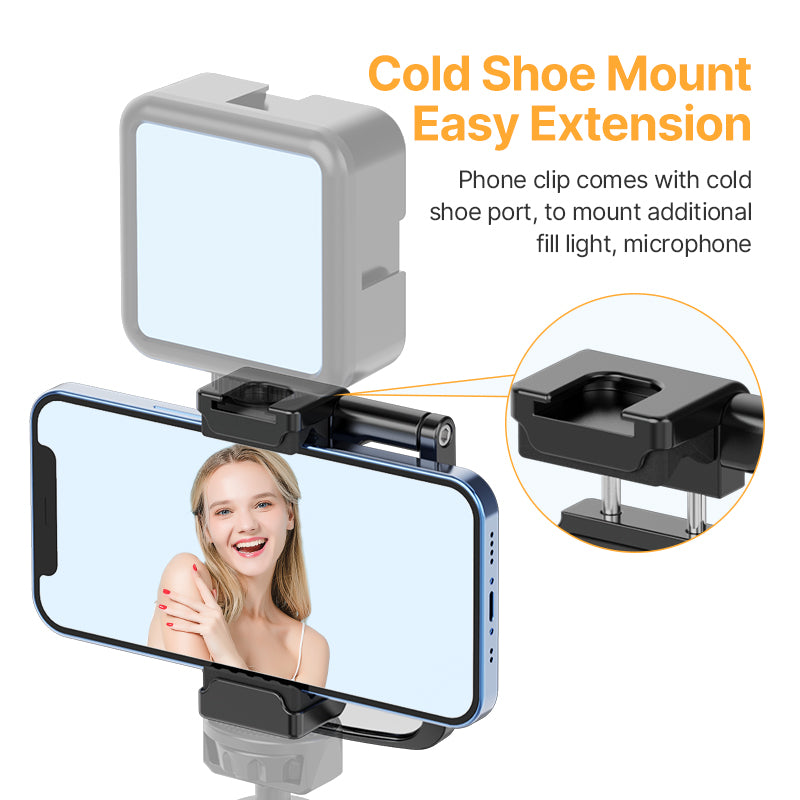 Ulanzi ST-30 Phone Clip Kit with cold shoe mount for accessories, perfect for phone selfies.