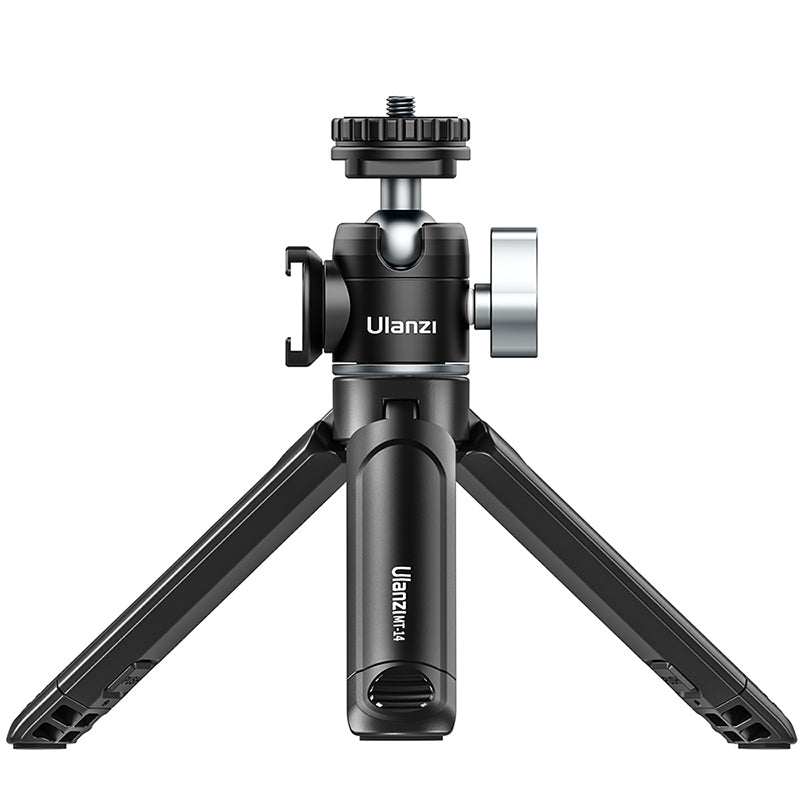 Ulanzi MT-14 Mini Extendable Tripod, black tripod for vlogging and photography, with extendable legs.
