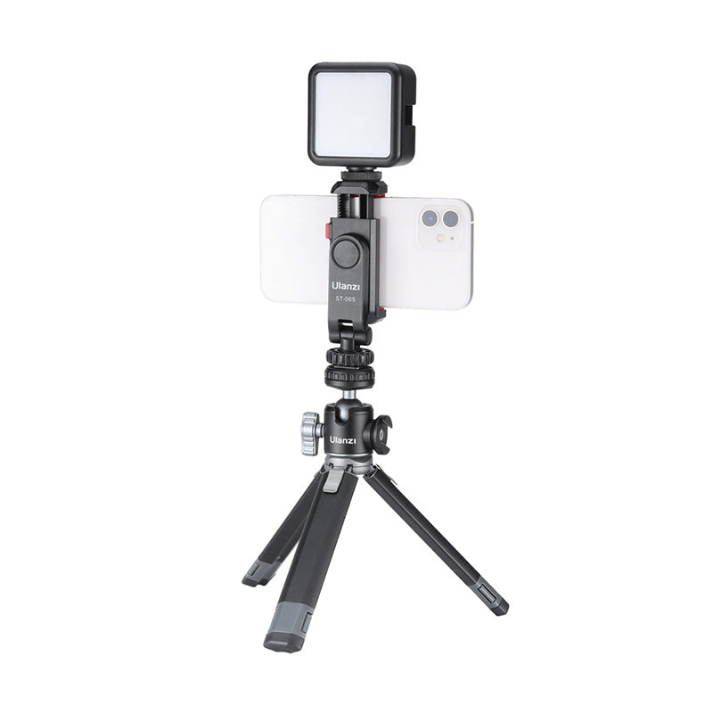 Ulanzi ST-06S Smartphone Holder with LED Light on Mini Tripod.