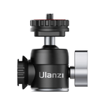 Ulanzi U-60 Dual Cold Shoe Ball Head, black with silver accents, rotatable cold shoe.