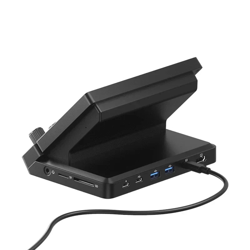 Ulanzi D200X Creative Deck - Ulanzi D200X Creative Deck hub with USB ports, SD/TF card slots, angled screen.