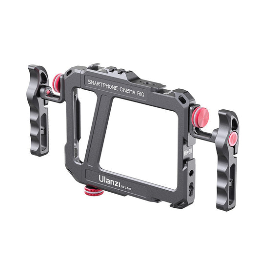 Ulanzi Lino Dual Handle Metal Smartphone Rig 2792 - Ulanzi Lino Smartphone Cinema Rig 2792, grey metal frame with red accents and handles.
