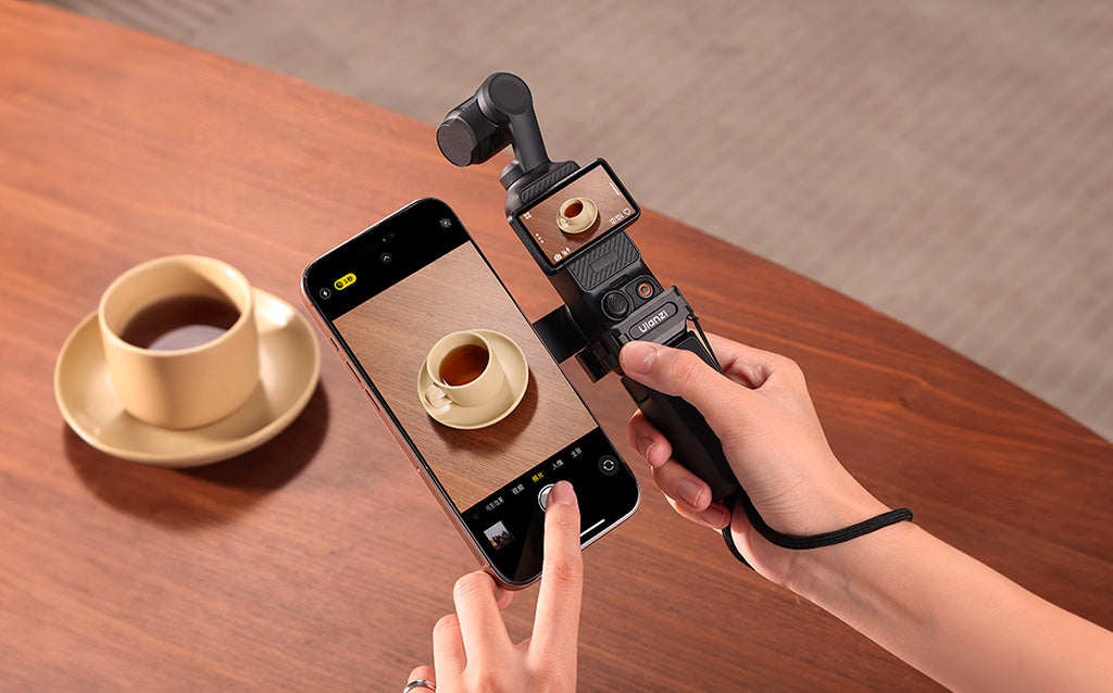 A compact, modular camera rig packed efficiently in a travel backpack, showing the portability of quick-release accessories.