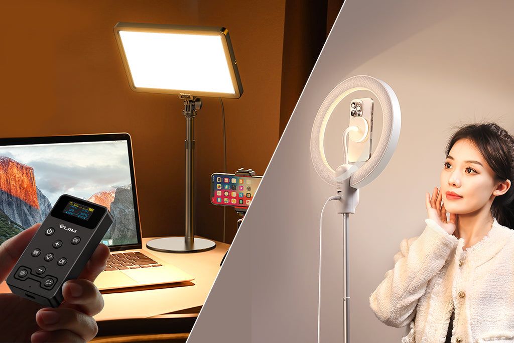 A professional lighting setup featuring a ring light on a stand, demonstrating high-quality illumination for portrait work.