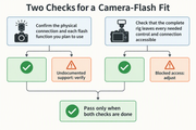 Camera Flash Fit Check: Keep Controls and Cables Accessible