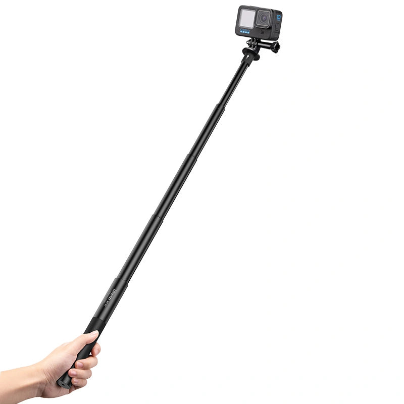 Ulanzi selfie stick pole with GoPro for high-angle video capture.