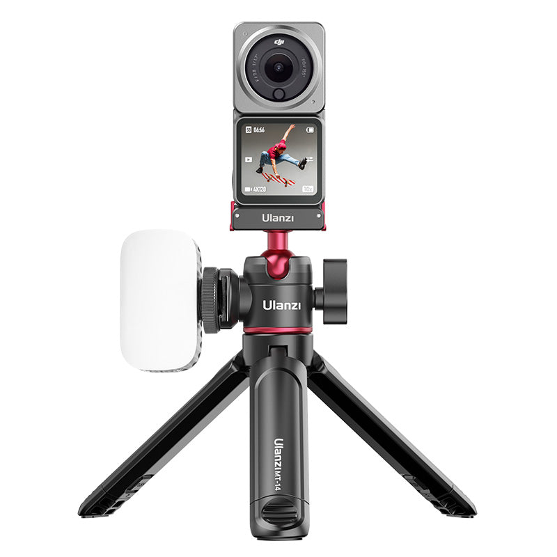 Ulanzi U-180 Magnetic Quick Release Ball Head for DJI Action 3/4 with Tripod and LED Light.