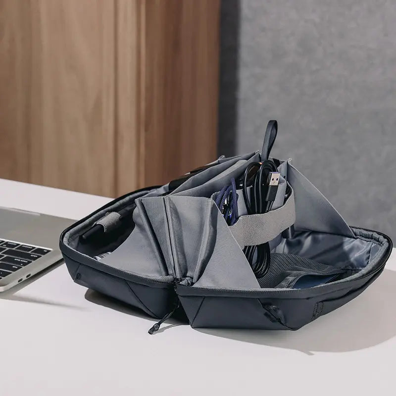 Ulanzi BP10 backpack interior showcasing organized compartments for camera gear.