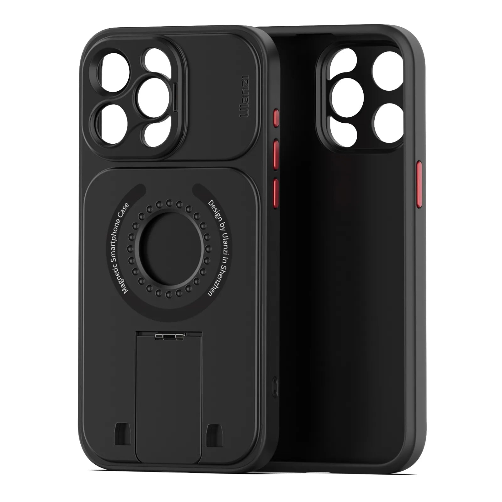 Ulanzi O-LOCK Phone Video Kit back showing lens openings and SIM card storage.