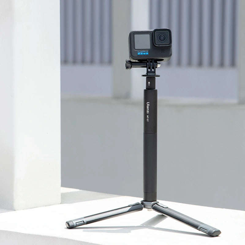 Ulanzi MT-57 selfie stick pole with GoPro, showcasing stability for action shots.