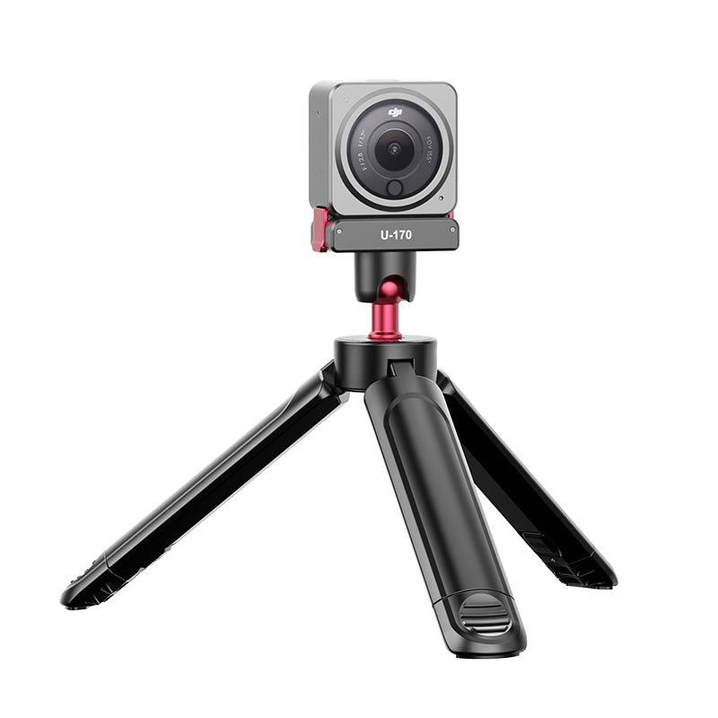 Ulanzi U-170 Magnetic Quick Release Head holding DJI Action Camera on a tripod, with text "U-170".