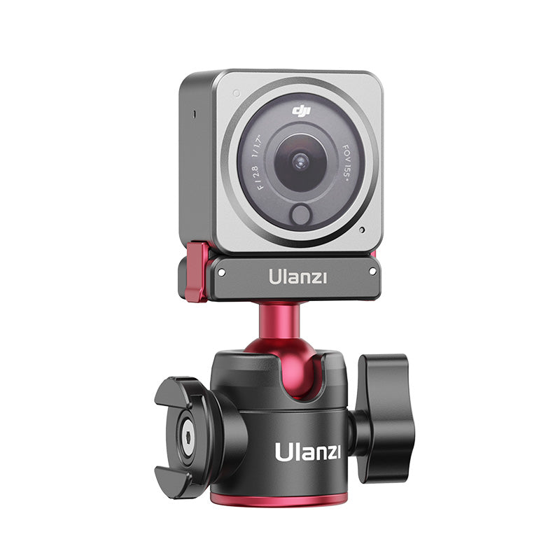 Ulanzi U-180 Magnetic Ball Head for DJI Action Cameras - Silver, Red, and Black Design.