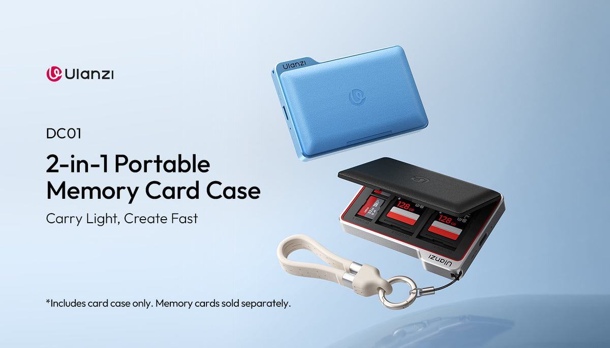 Ulanzi DC01 2-in-1 Memory Card Case and USB-C Reader - Blue - official product details