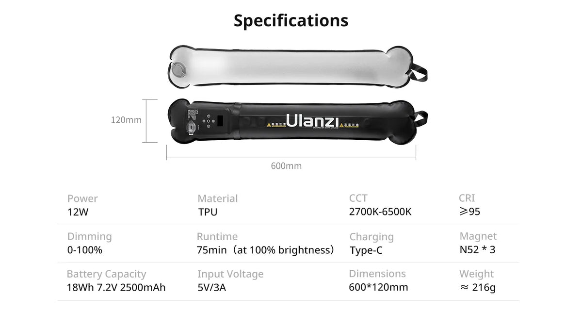 Thao tác thổi phồng van khí đèn LED Ulanzi UA12 nhanh chóng