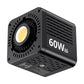 Ulanzi C60 60W Bi-color LED video light with compact cube design, heatsink, and 47.52Wh battery indicator.