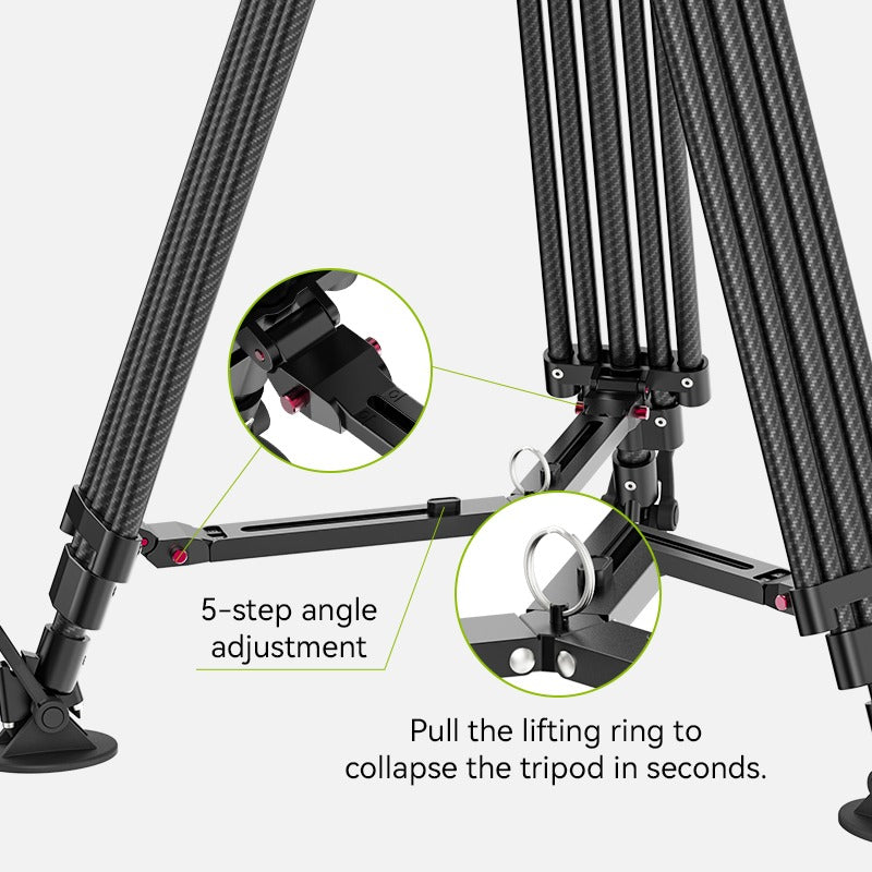 Ulanzi VideoFast Heavy Duty Tripod Kit with 5-step angle adjustment feature.