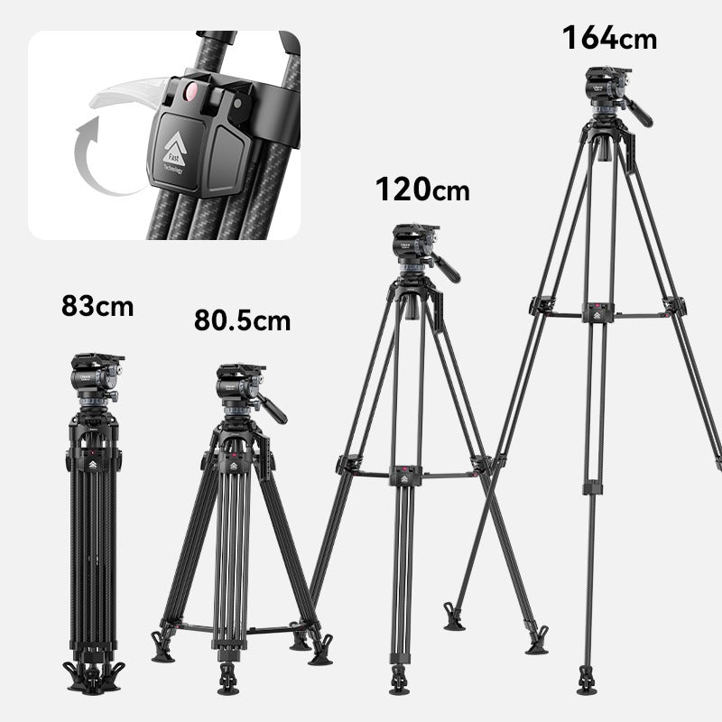Ulanzi VideoFast Heavy Duty Tripod Kit with adjustable heights from 78.5cm to 164cm.