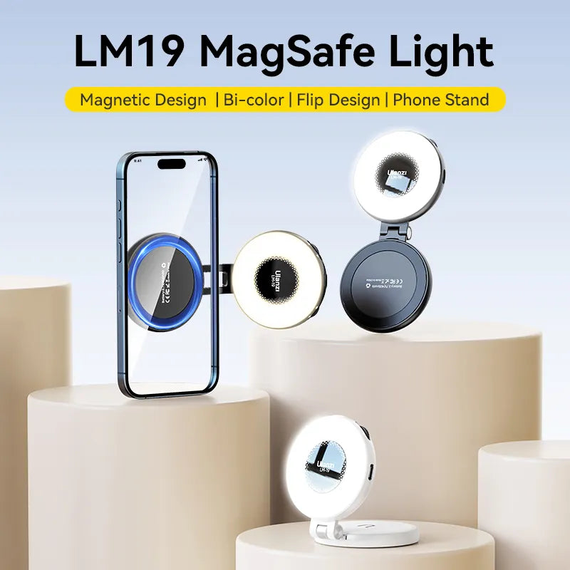 MagSafe LED Selfie Ring Light | Foldable Phone Stand