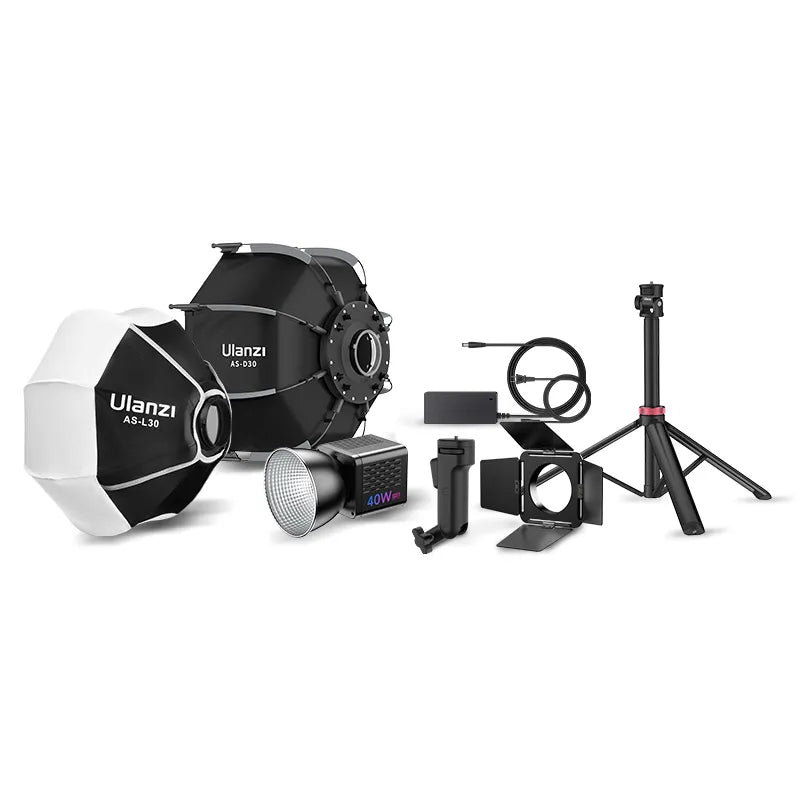 Ulanzi softbox set with 40W light, light stand, and accessories