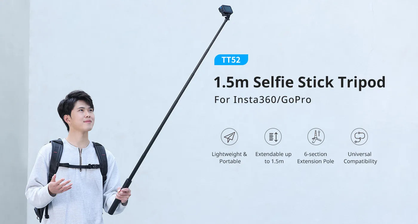 Ulanzi TT52 1.5m Selfie Stick Tripod for Gopro DJI Insta360 Action Camera T090GBB1 9 Ulanzi TT52 1.5m Selfie Stick Tripod