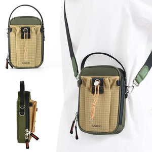 Ulanzi NC02 U Mini Phone Pouch B164 in green and tan with shoulder strap. Ulanzi logo visible.