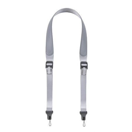 Ulanzi U-Snap camera shoulder strap in light gray with adjustable buckle and quick-release connector.