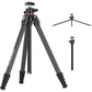 Ulanzi TZ01 carbon fiber tripod shown in tripod and monopod configurations