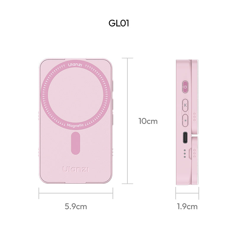 Kích thước thực tế chi tiết của đèn LED trợ sáng gắn điện thoại Ulanzi GL01