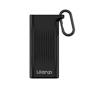 Black Ulanzi CR2 All-in-One Card Case with ribbed texture and attached carabiner.