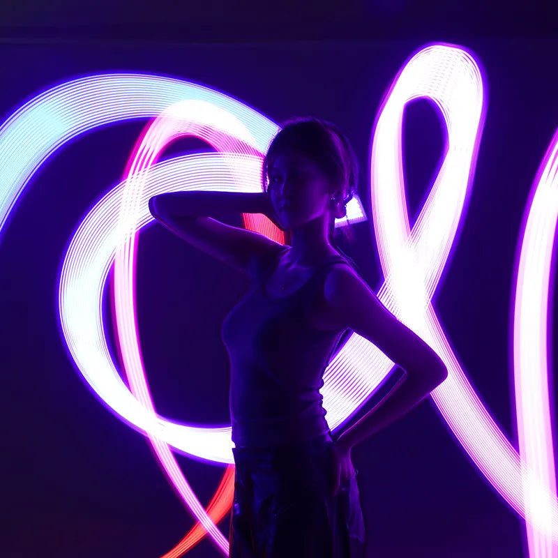 Dynamic light painting with Ulanzi P40 RGB featuring 20 creative effects for stunning silhouette photography.