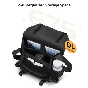Inside view of Ulanzi BC08 sling bag with compartments and 9L capacity