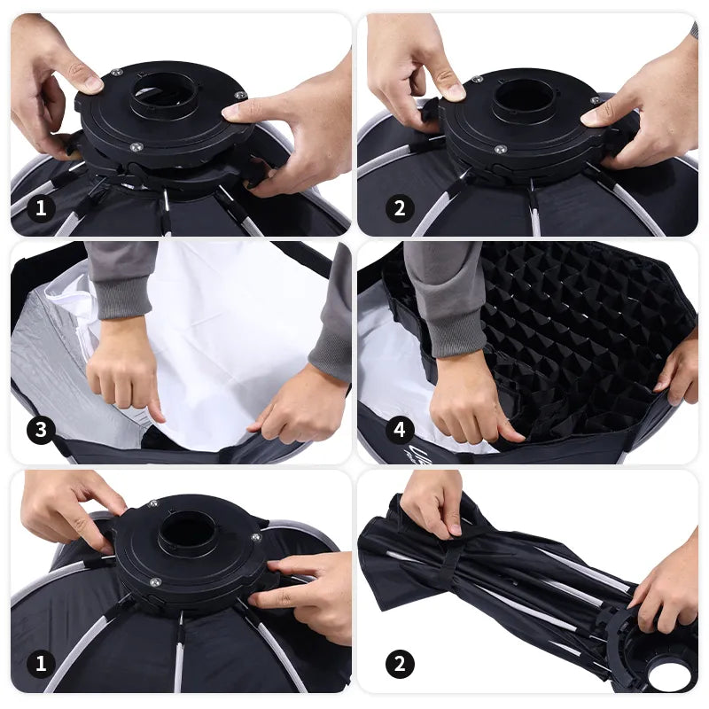 Setting up Ulanzi octagonal softbox with Mini Bowens mount for seamless lighting