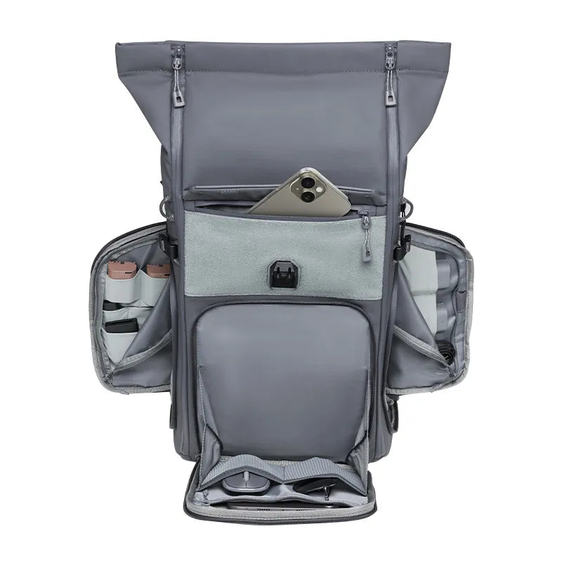 Ulanzi BP04 Hard Shell Camera Backpack interior compartments for gear organization.