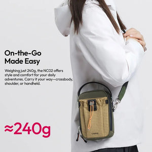 Ulanzi NC02 Mini Phone Pouch, olive green and tan. Lightweight design for easy carry, on-the-go use.