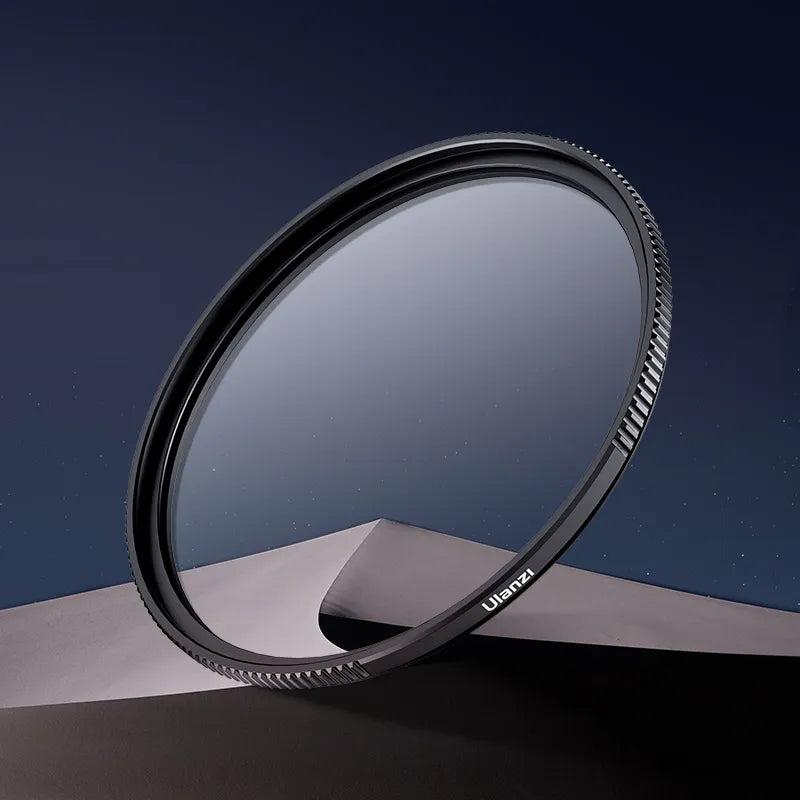 Ulanzi UV01 UV filter featuring a durable frame against a dark background