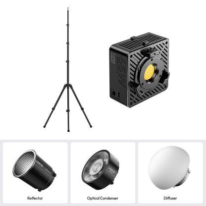 Ulanzi EC65 65W Bi-Color LED Video Light Kit: Light, Tripod, Reflector, Diffuser, Optical Condenser.