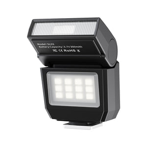 Ulanzi SL03 Spark Lite Camera Flash, featuring LED lights and flash, black design.