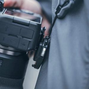 Ulanzi Falcam F38 Quick Release Kit V2 mounted on camera, black aluminum design.