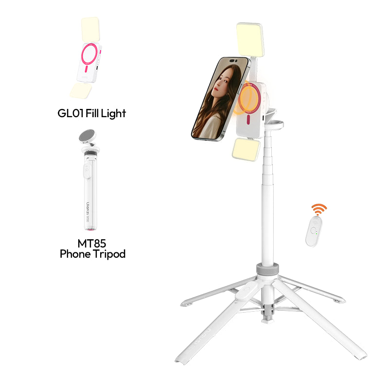 Ulanzi GL01 GlowUp fill light for smartphone with compact LED panel and black adjustable mount