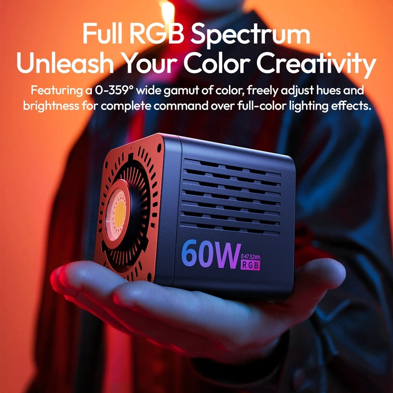 60W RGB Video Light | High CRI, Portable LED