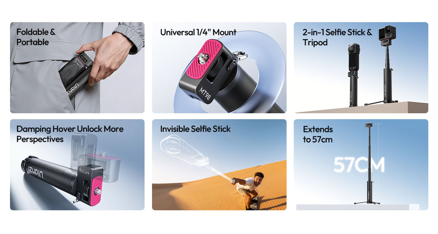 Tripod gậy selfie Ulanzi MT98 cho camera hành động Insta360 DJI