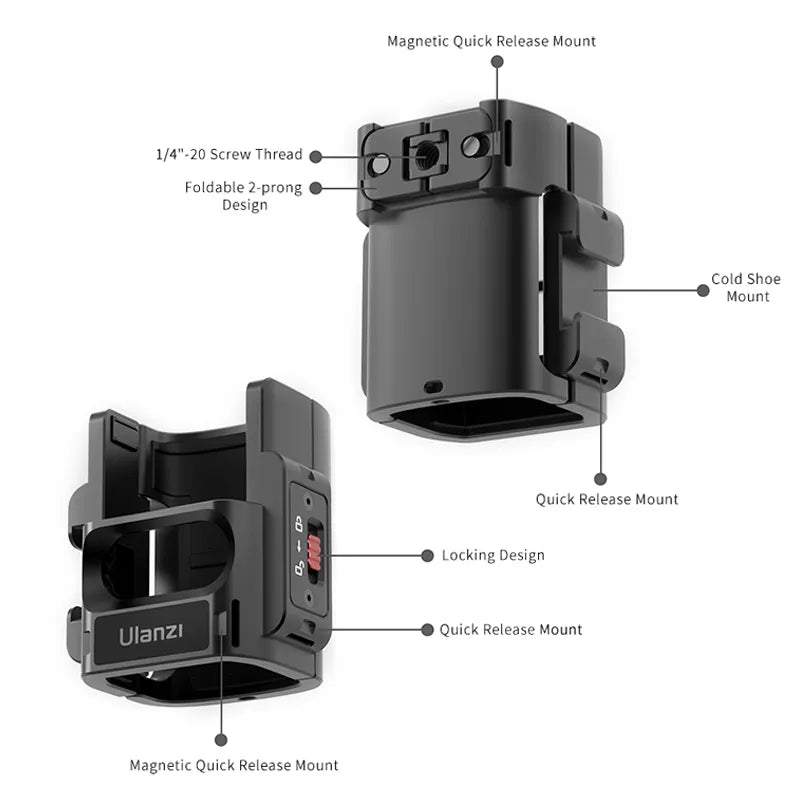 Pocket 3 Rack Interface Ulanzi PK-06 Expansion Adapter | For DJI Osmo Pocket 3 | Metal Material ...