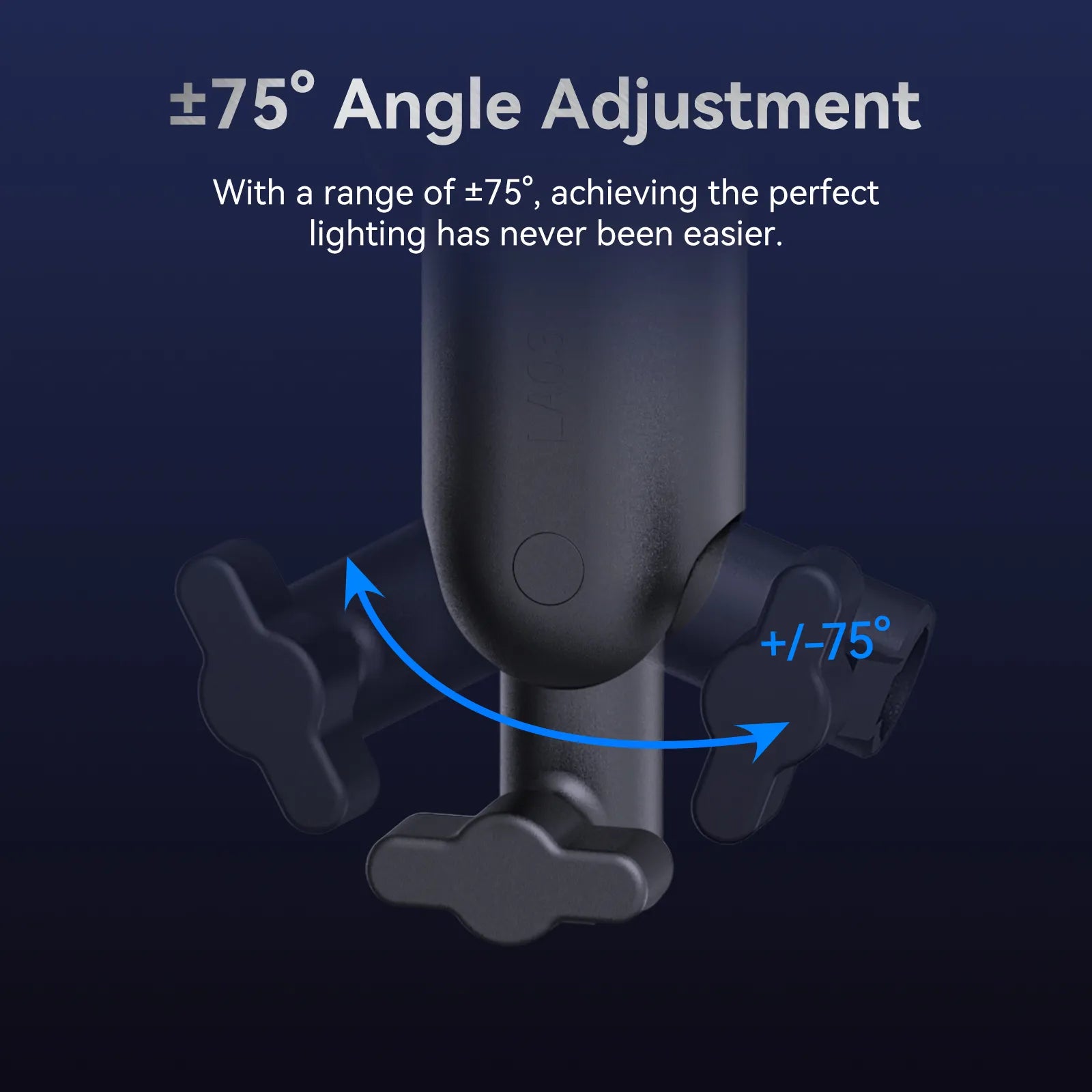 Ulanzi LA03 adapter with ±75° tilt angle adjustment knobs for precise lighting control.
