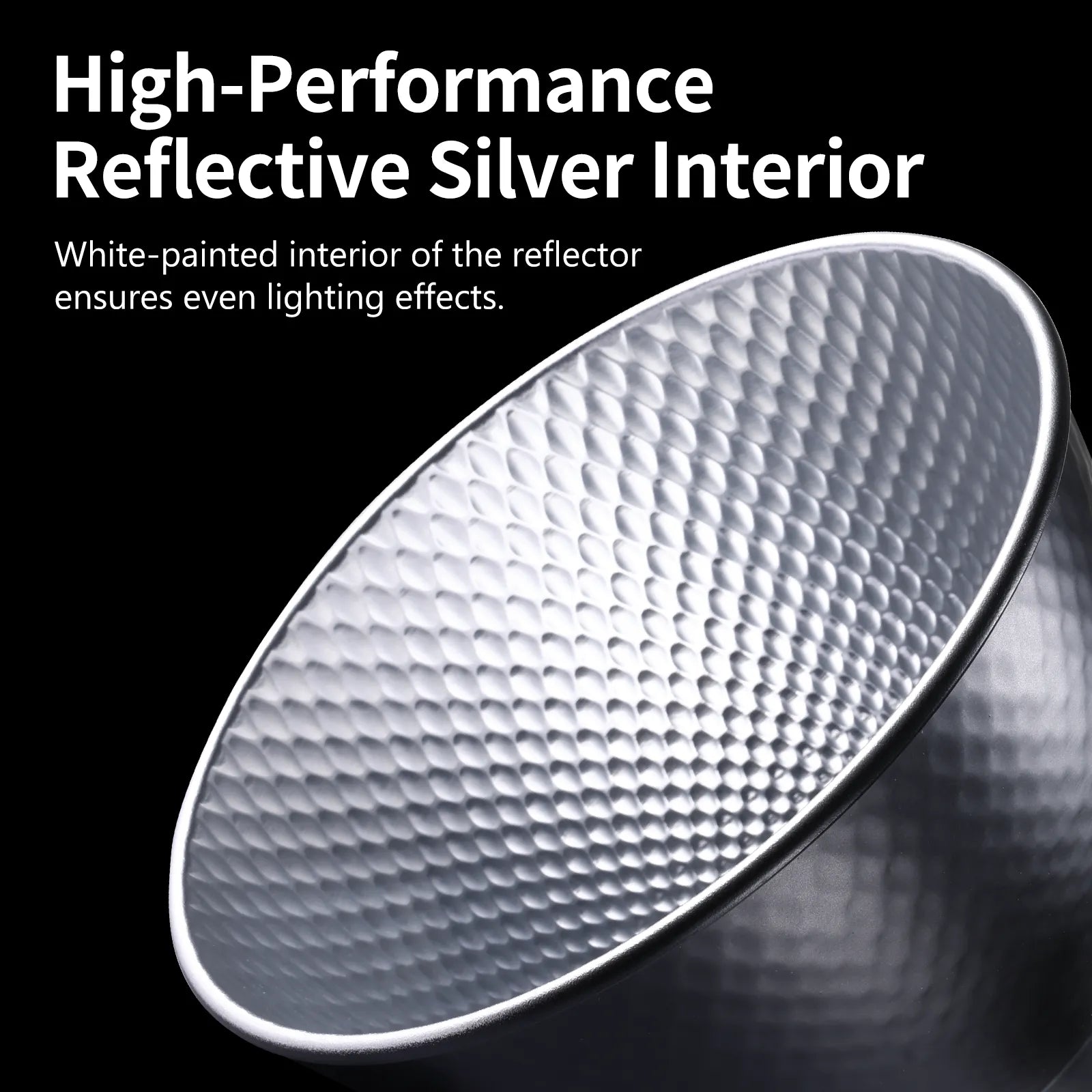 High-performance reflective silver interior of Ulanzi HT002 diffuser.