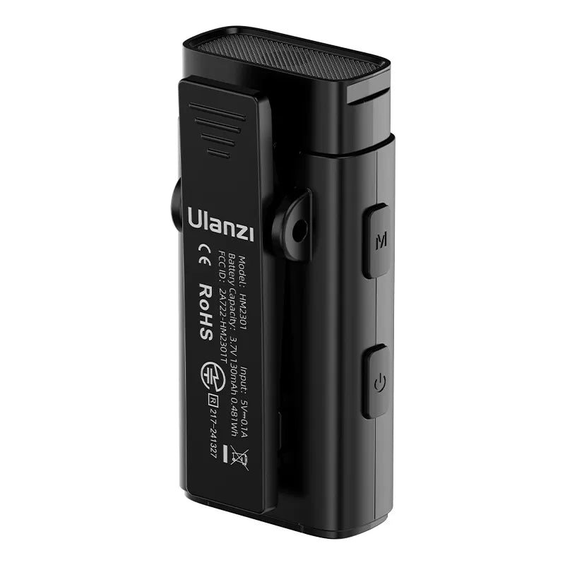 Ulanzi HM2301 wireless microphone receiver with USB-C and LED indicator.