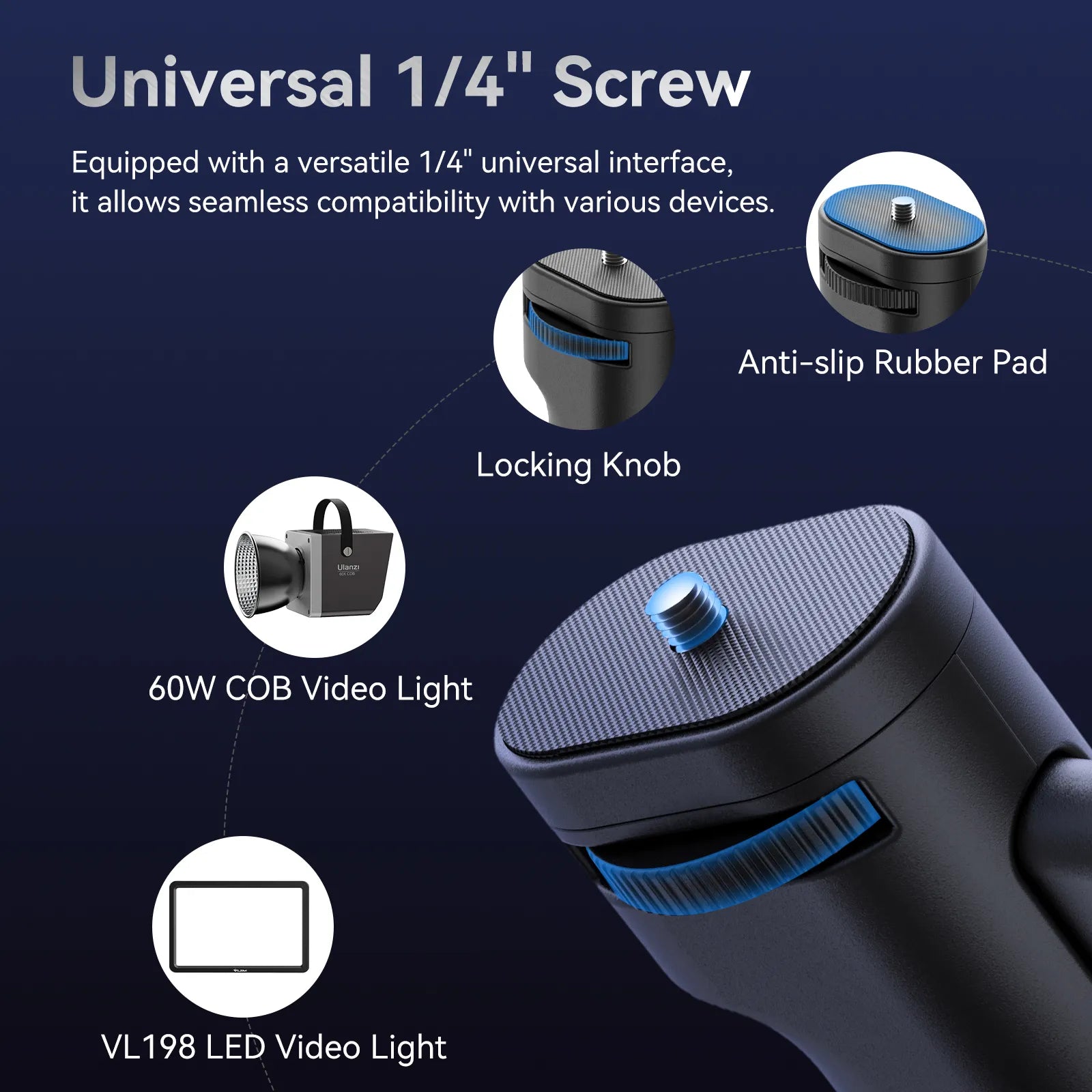 Ulanzi LA03 light stand adapter with universal 1/4" screw for versatile devices